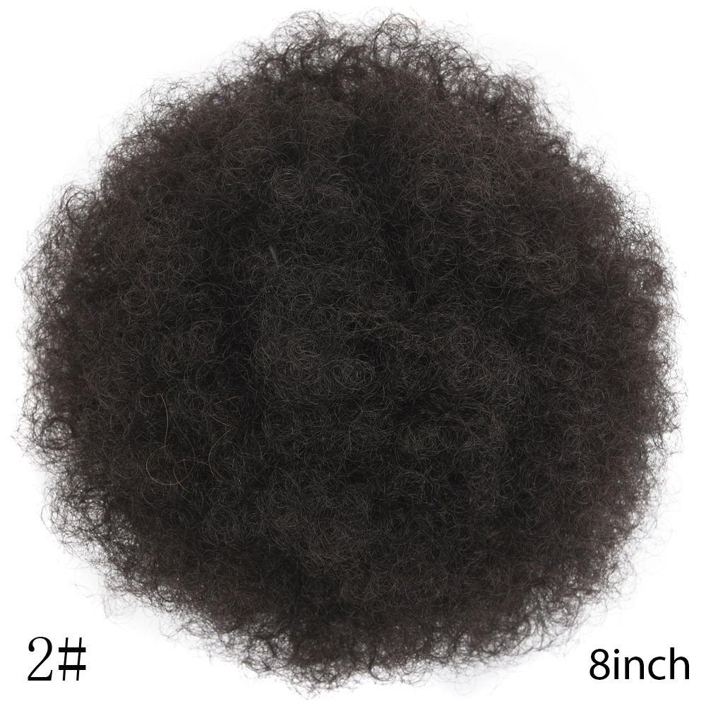 Short Afro Kinky Curly Ponytail Hair Extensions Clip On Drawstring Bun