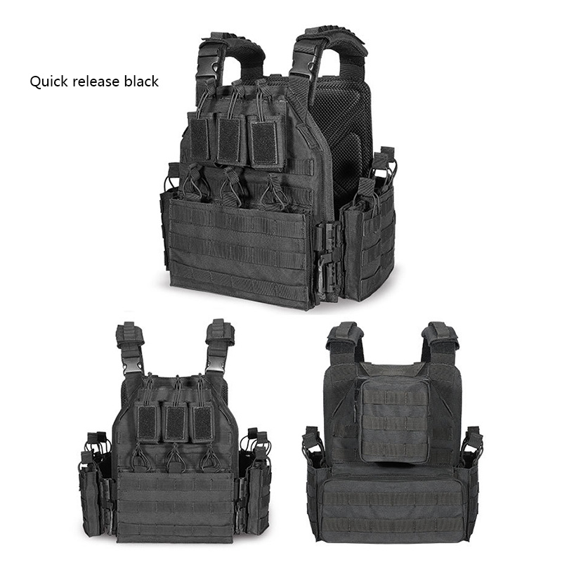 Black Tactical Vest Black For Camo Military Police Hunting Combat Carrier 