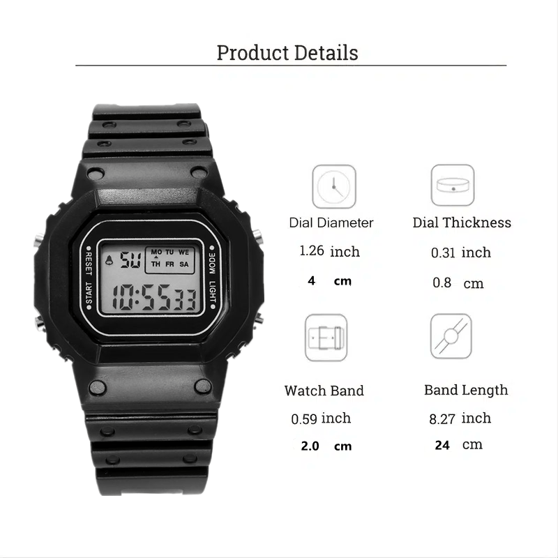 Nuevos relojes de silicona para niños/niñas/estudiantes/reloj Digital para  niños/reloj de pulsera LED cuadrado deportivo electrónico de dibujos  animados Gao Jiahui unisex