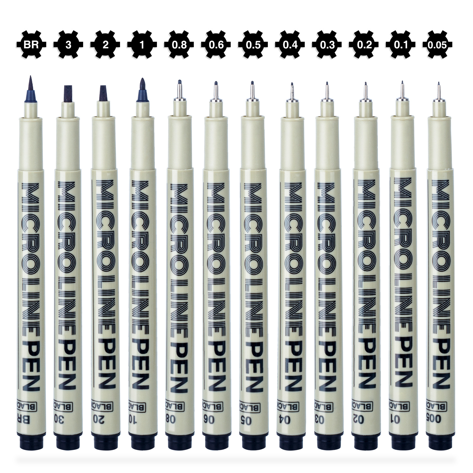 Toptime Micron Fineliner Pens, 12 Pack Micro Pen Set Black, Technical  Drawing Pens for Artist No Bleed Calligraphy Pens, Archival Ink Brush Pen  Art