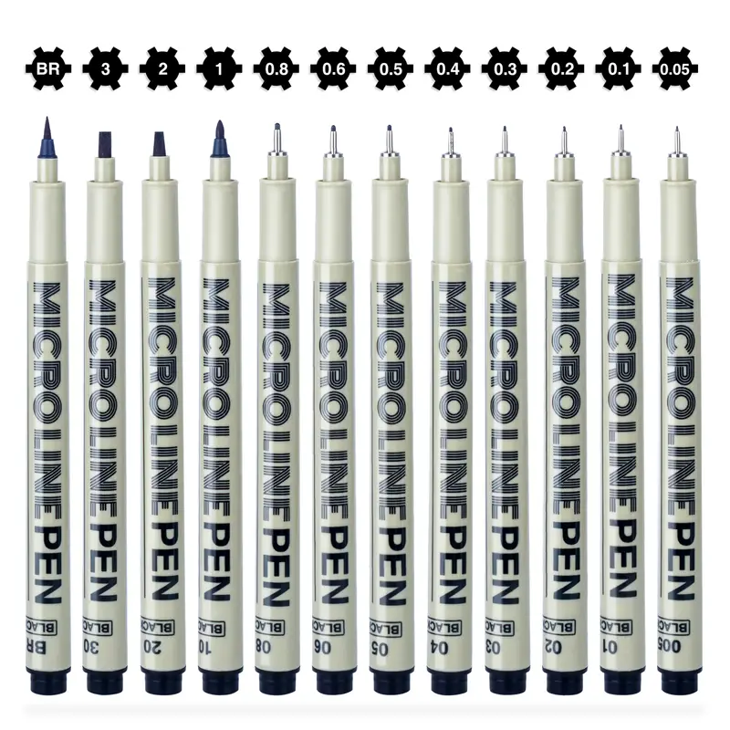 Micro Pen Fineliner Ink Pens 12 Pack Black Micro Fine Point