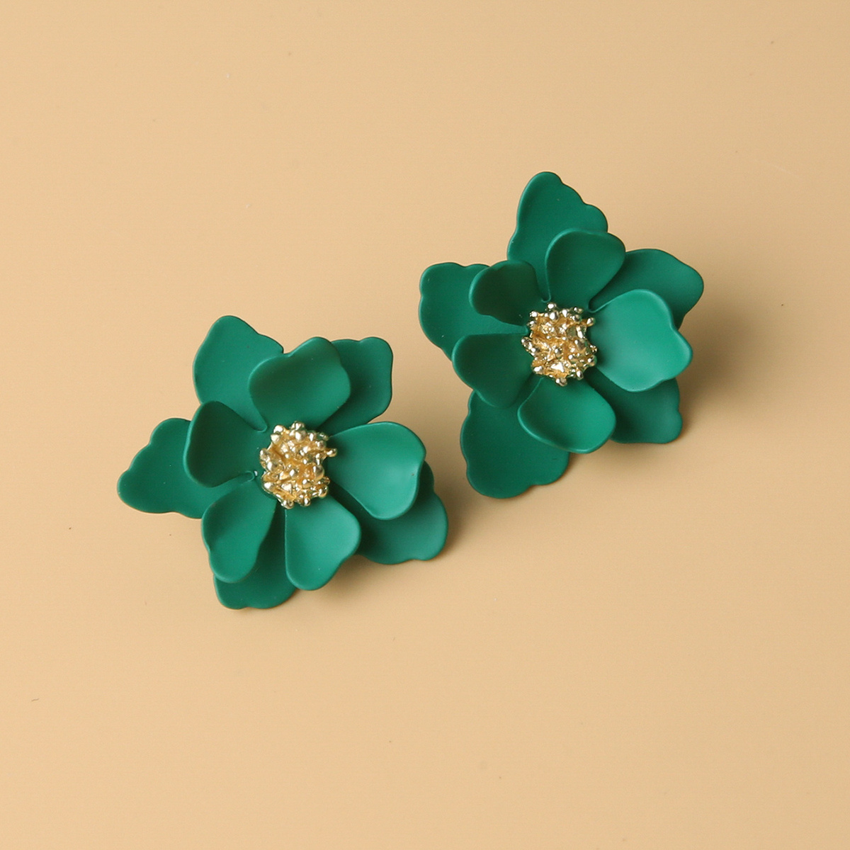 Image of Rustic Green Floral Earrings, Korean Style, Zinc Alloy, No , No Gemstone, Fashion, And Parties, Carnival Accessory