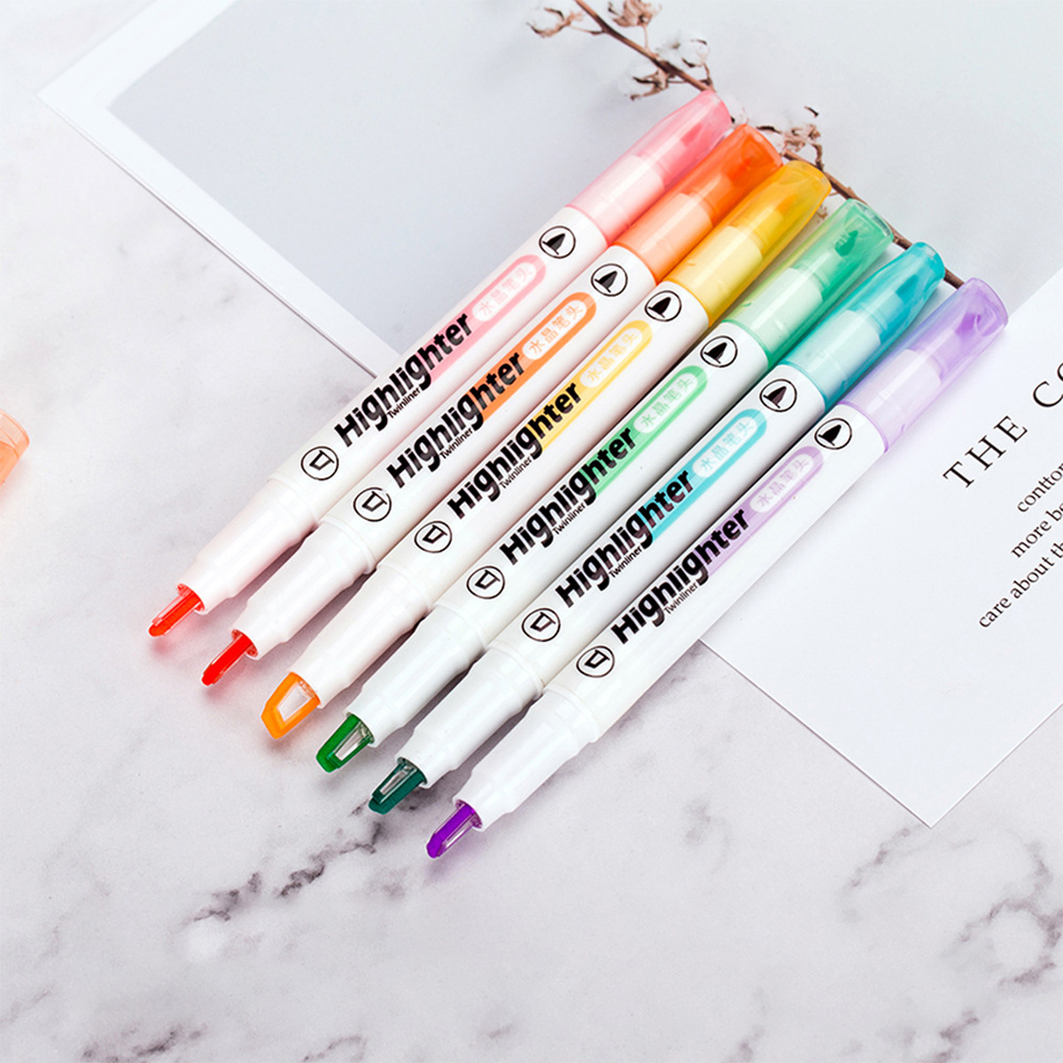 Clear View Tip Highlighter Dual Tips Marker Pen Macaron Color
