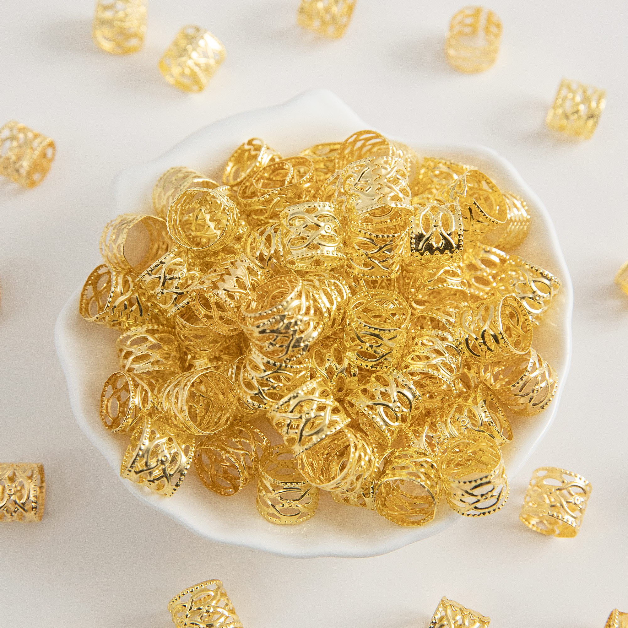  100 PCS Gold Dreadlock Loc Accessories Hair Jewelry