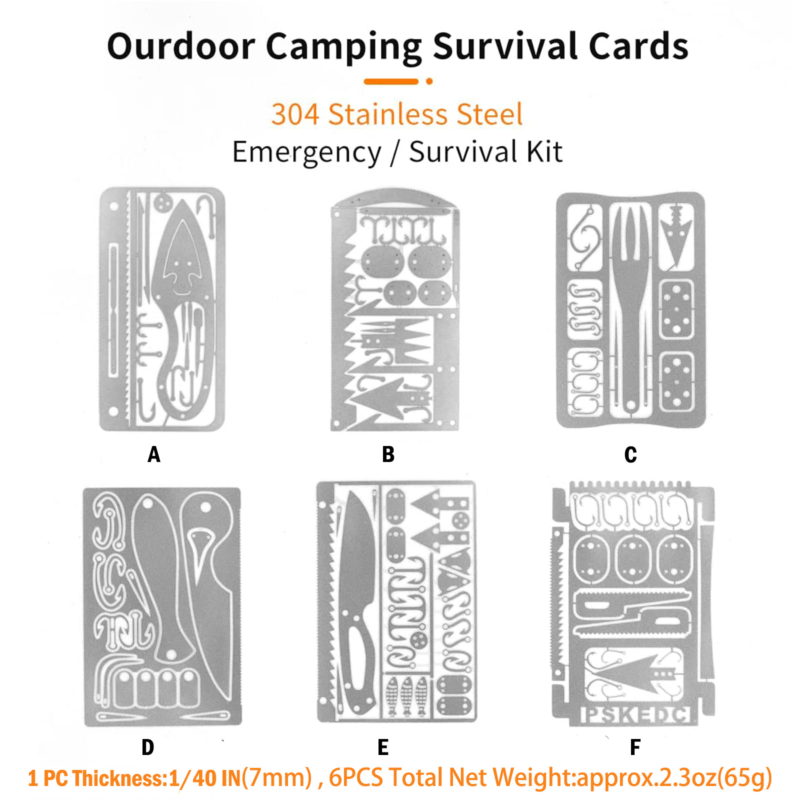 OUTDOOR EDC SURVIVAL Fishing Hook Card Camping Hiking