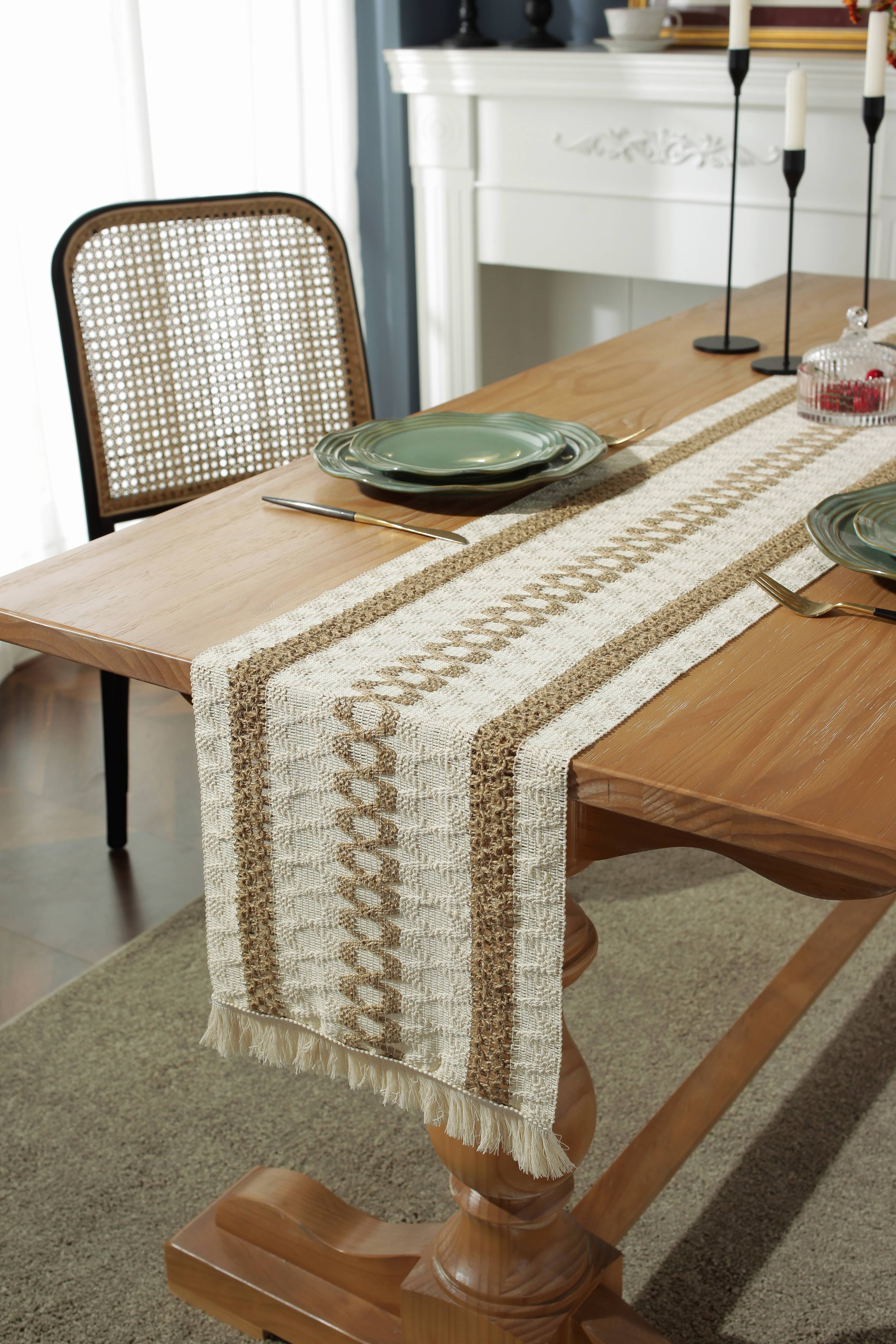Boho Macrame Table Runner Tassels Woven Linen Farmhouse Temu