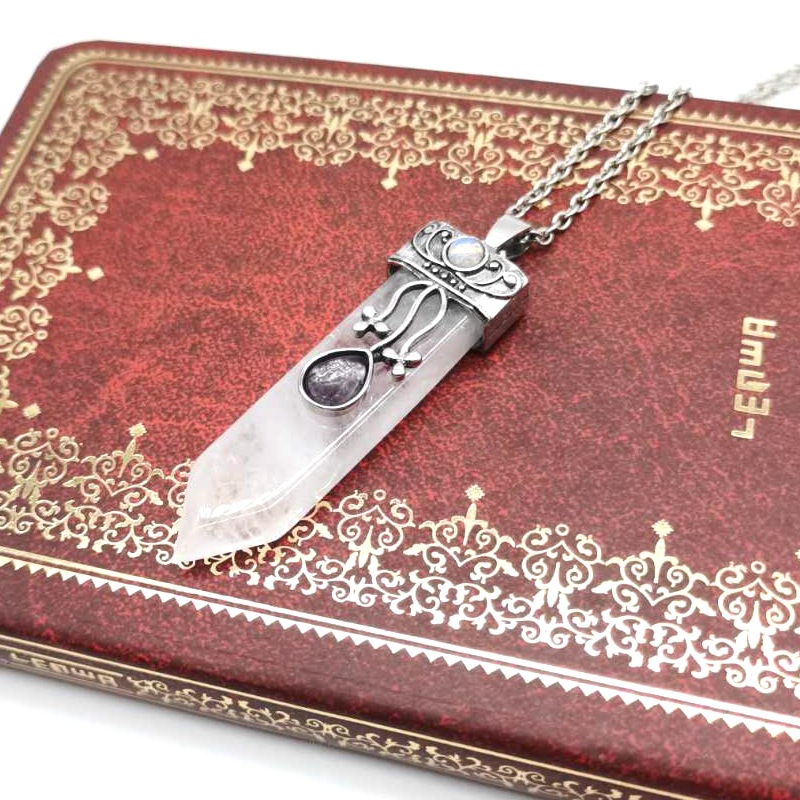 Chakra Arrow Shield Quartz Pendant Necklace