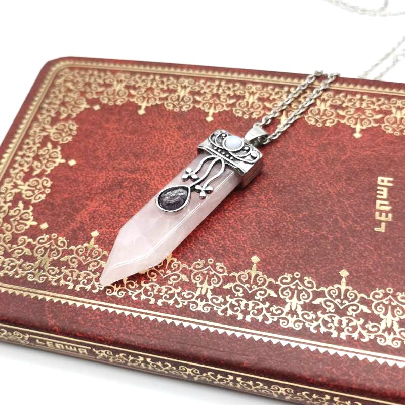 Chakra Arrow Shield Quartz Pendant Necklace