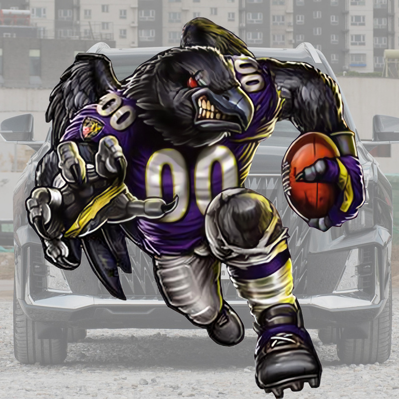 Baltimore Ravens Raven Cartoon Character with Football 