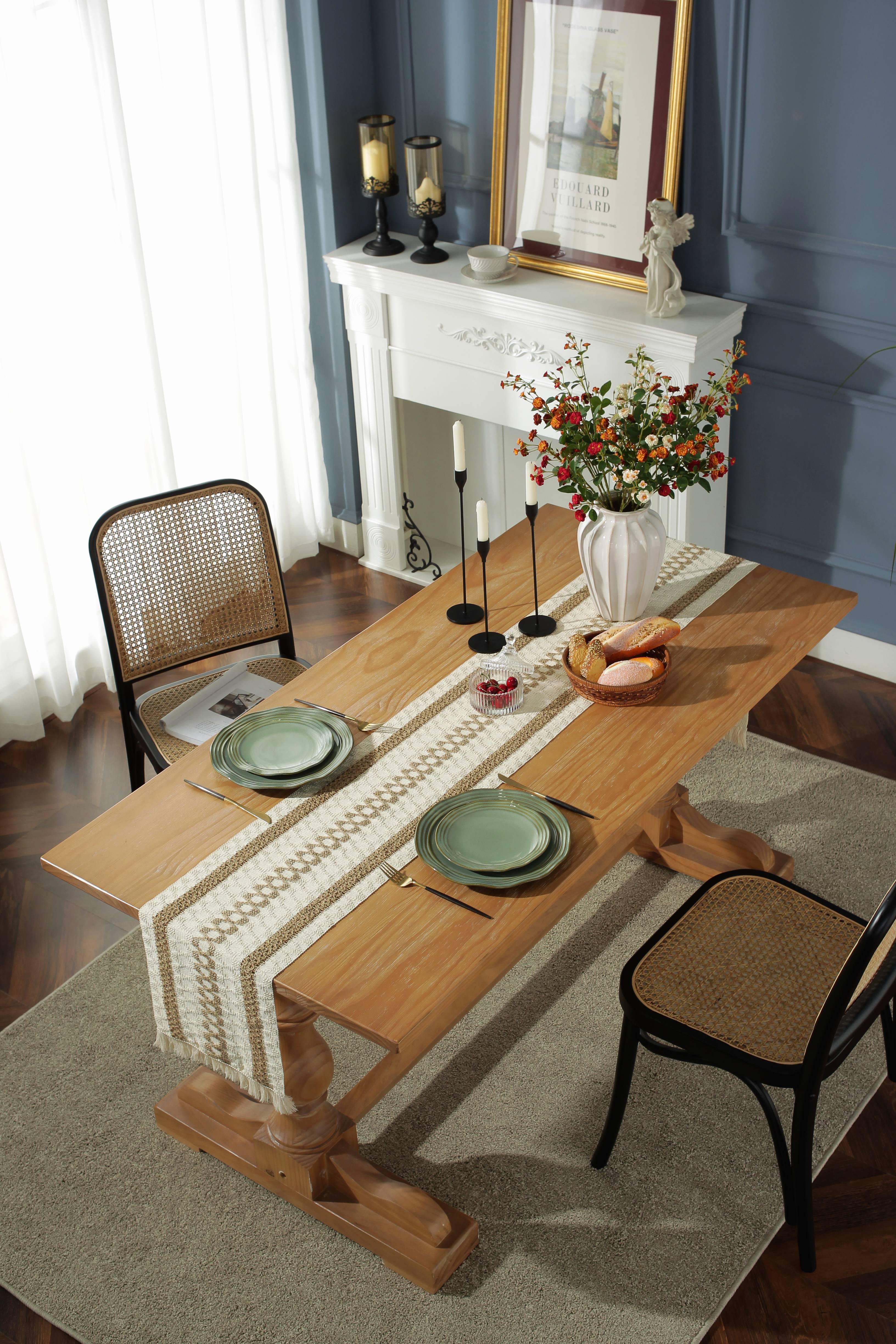 Boho Macrame Table Runner Tassels Woven Linen Farmhouse Temu