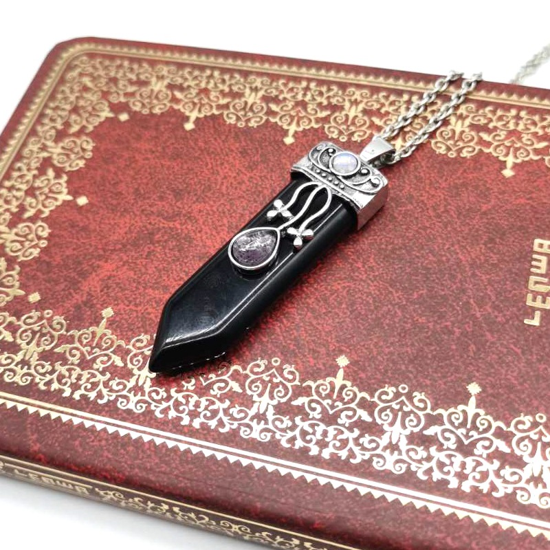 Chakra Arrow Shield Quartz Pendant Necklace