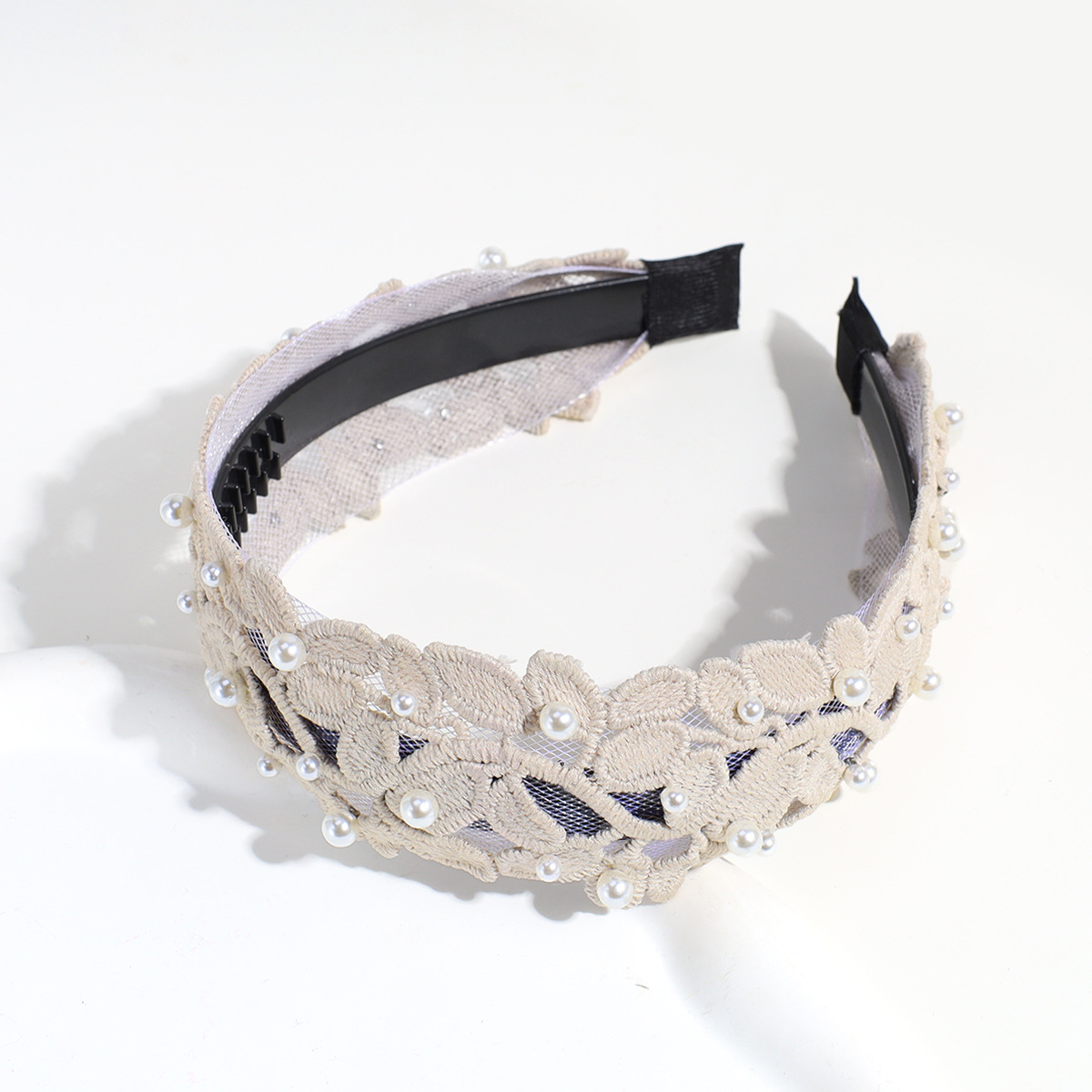 Tiny Faux Pearl Thin Hairband Black main image 1