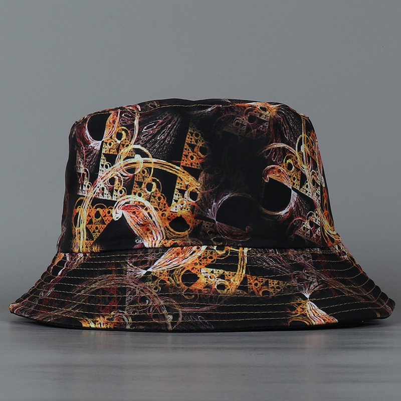 Golden Clockwork Reversible Bucket Hat, Black Vintage Geometric Lightweight  Fisherman Beach Travel Sun Hats - Temu