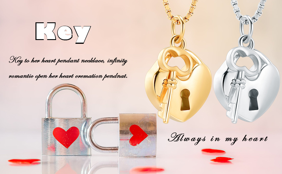 His and Hers Lock and Key Necklaces Key to My Heart Necklace