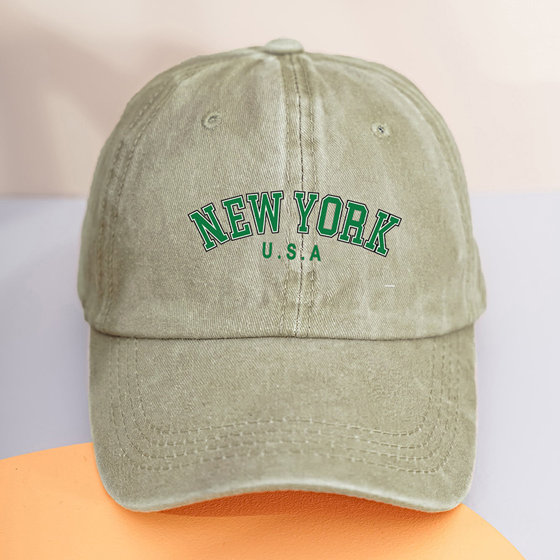 New York Usa Baseball Cap Women Solid Color Washed Distressed Sun