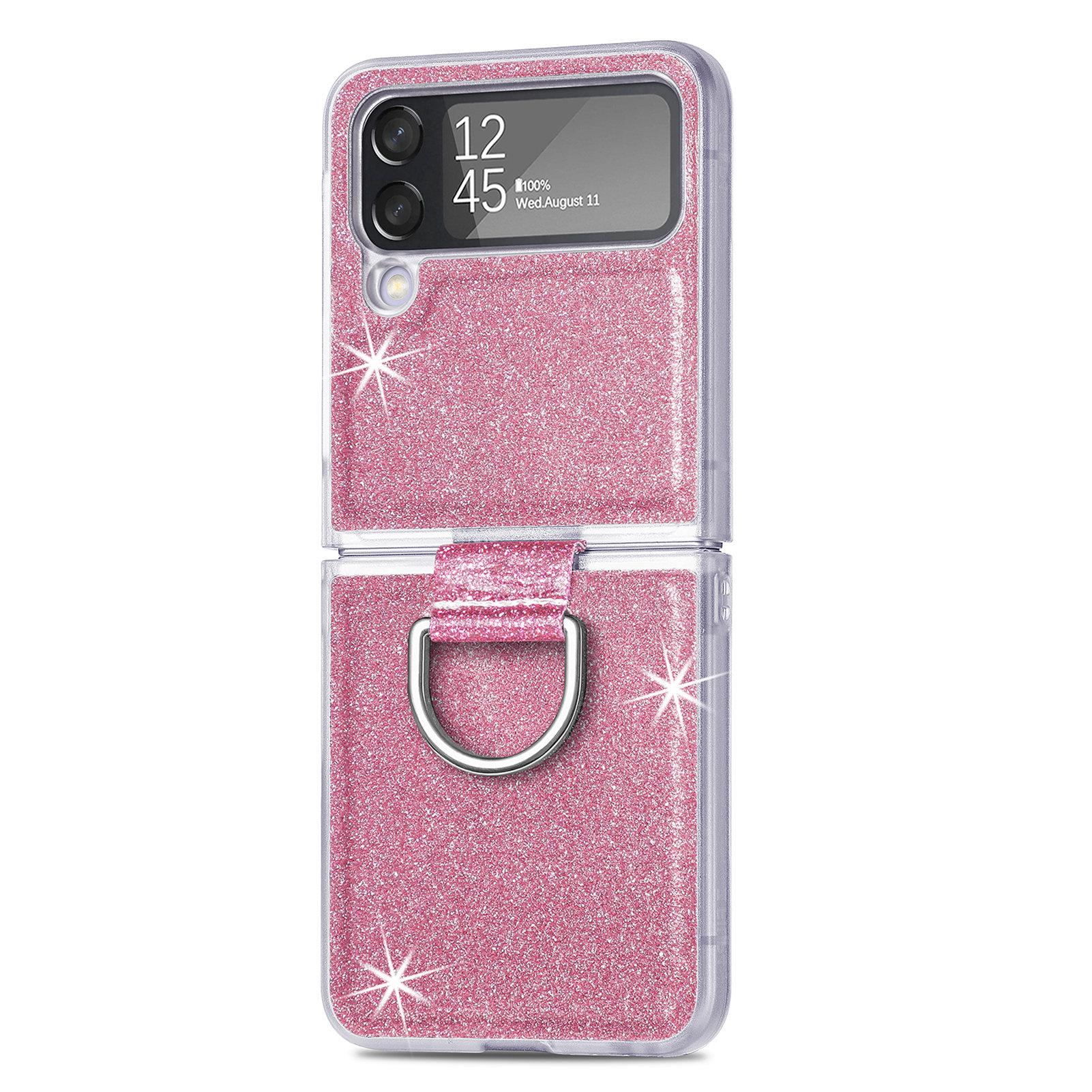 Pu Glitter Phone Case With Ring Buckle For Z Flip 3/4 - Temu Germany