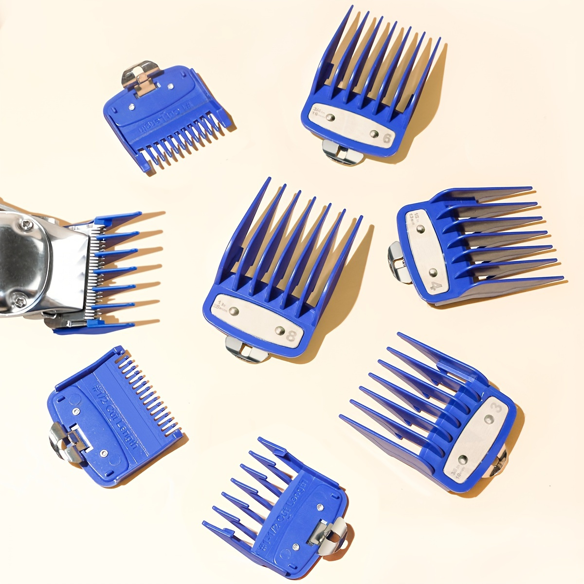 

8pcs Professional Universal Hair Clipper Guards Hair Clipper Limit Comb Barber Clipper Guard Combs Attachment Replacement Push Shear Tool Universal Size 4.5*3.8mm