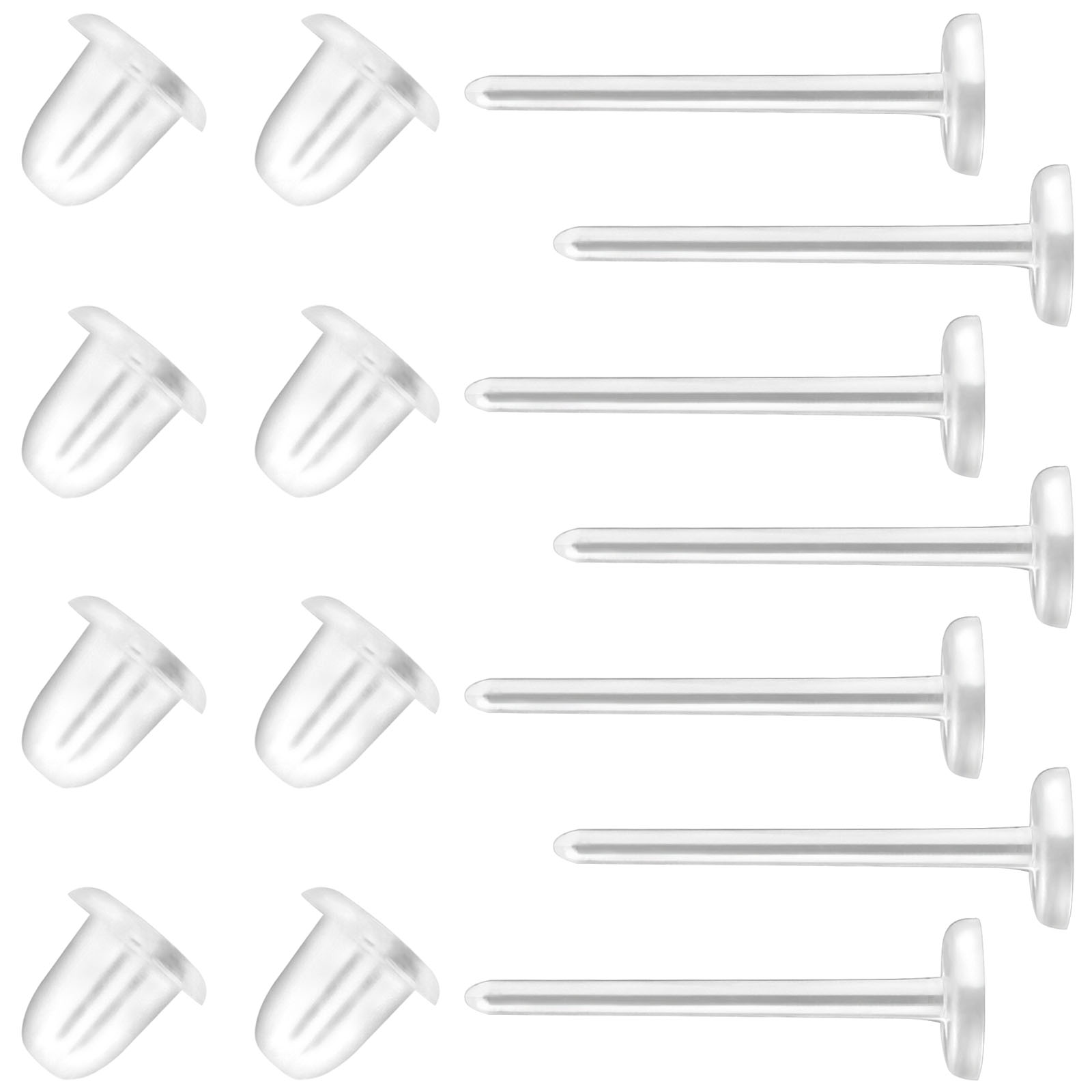 Dengmore Earrings 25 Pairs of Plastic Earring Posts and Transparent Earrings on The Back of Earrings, Women's, Size: One size, Clear