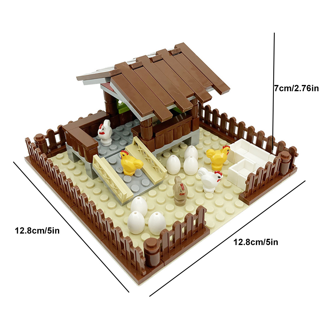 Farm Chicken Coop Kennel Carrot Floor Building Blocks Scene Assembled