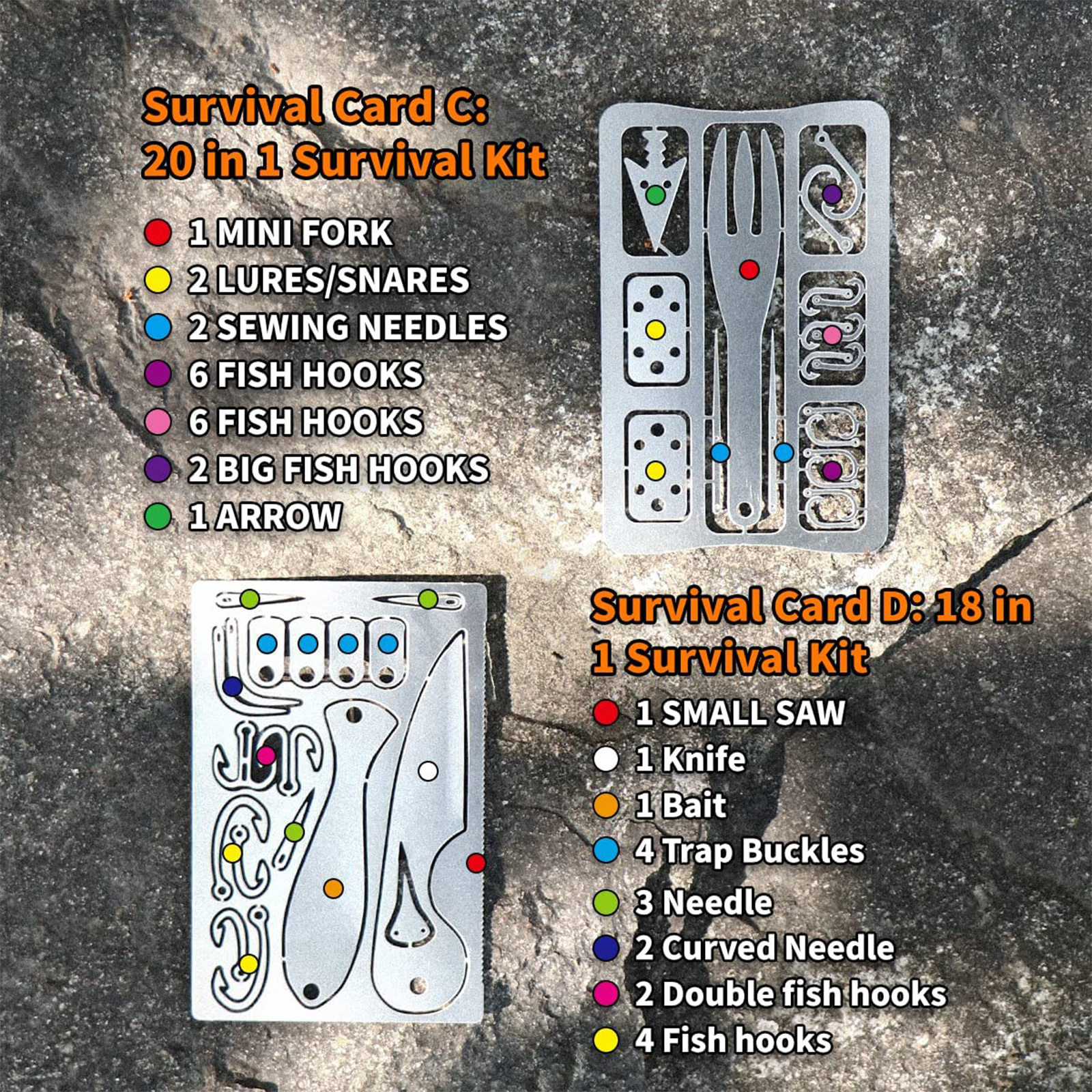  Survival Card Multitool Camping Kit with Fishing Line Gear,  Multipurpose Credit Card Wallet Portable Survival Tool with Felt Bag for  Outdoor Fishing Hiking Hunting, 7PCS : Sports & Outdoors