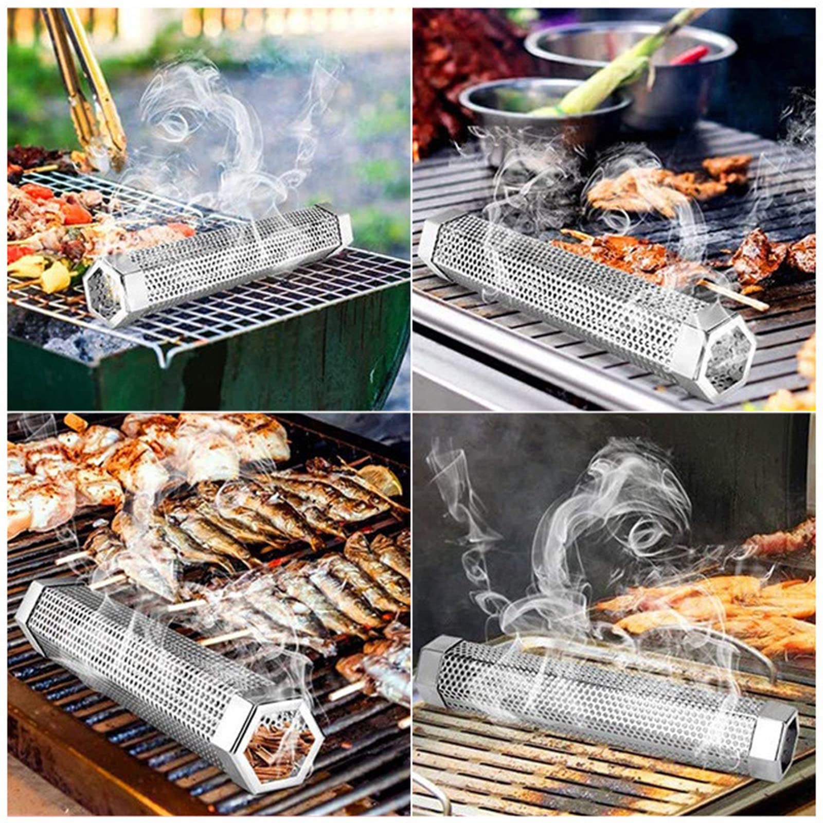 Barbecue rond Grill Chaud Froid Fumage Mesh Tube Générateur de fumée Acier  inoxydable Fumoir Bois Pellet Kitch