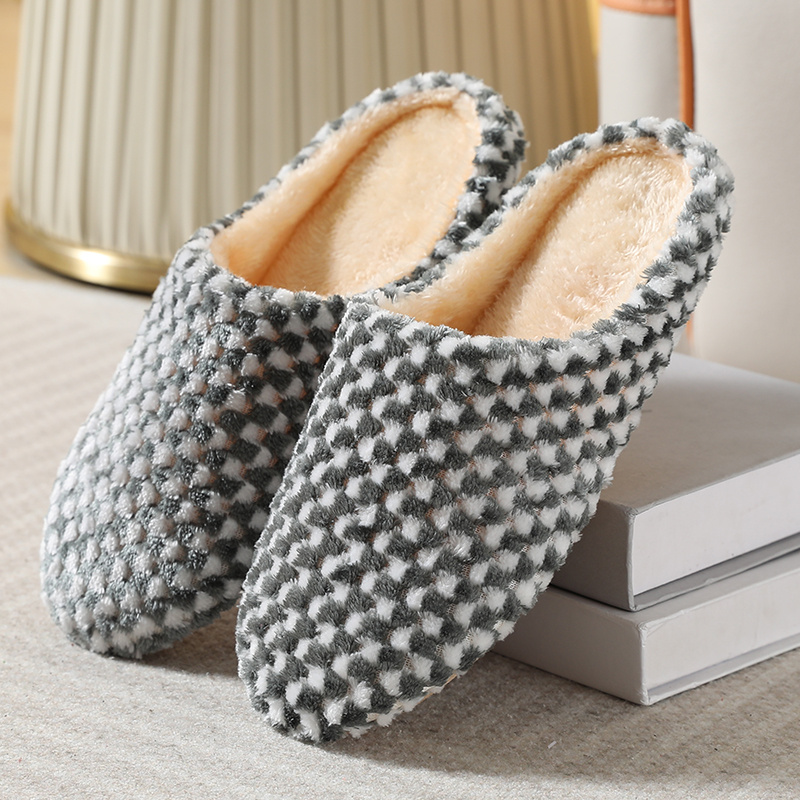 Women's Indoor Plush Lined Flat Slippers, Closed Toe Slides Shoes, House Non-slip Shoes