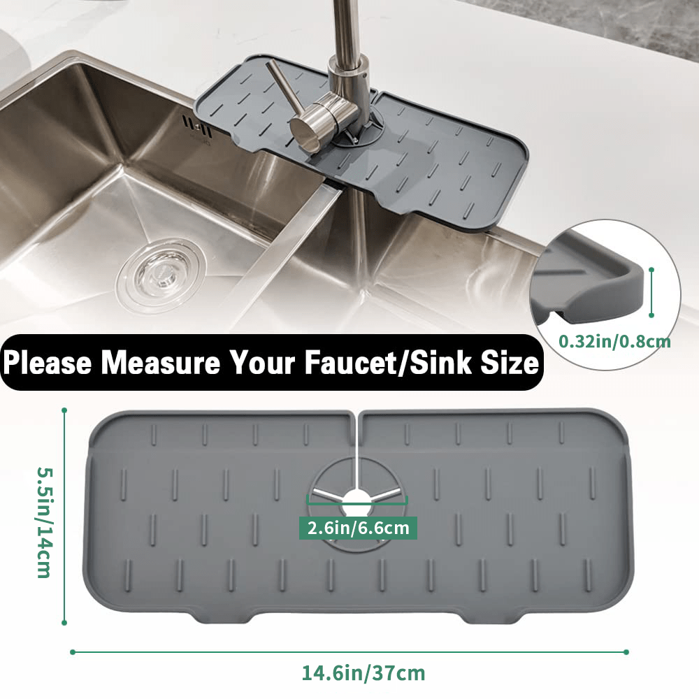 Kitchen Faucet Sink Splash Guard, Silicone Faucet Water Catcher Mat