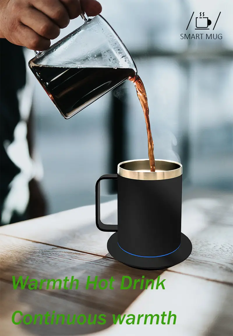 Coffee Mug Warmer Set,Upgrade Double Stainless Steel Coffee Cup Warmer with  Mug,Heated Coffee Mug with Wireless Charge for Home Office Desk Use,12