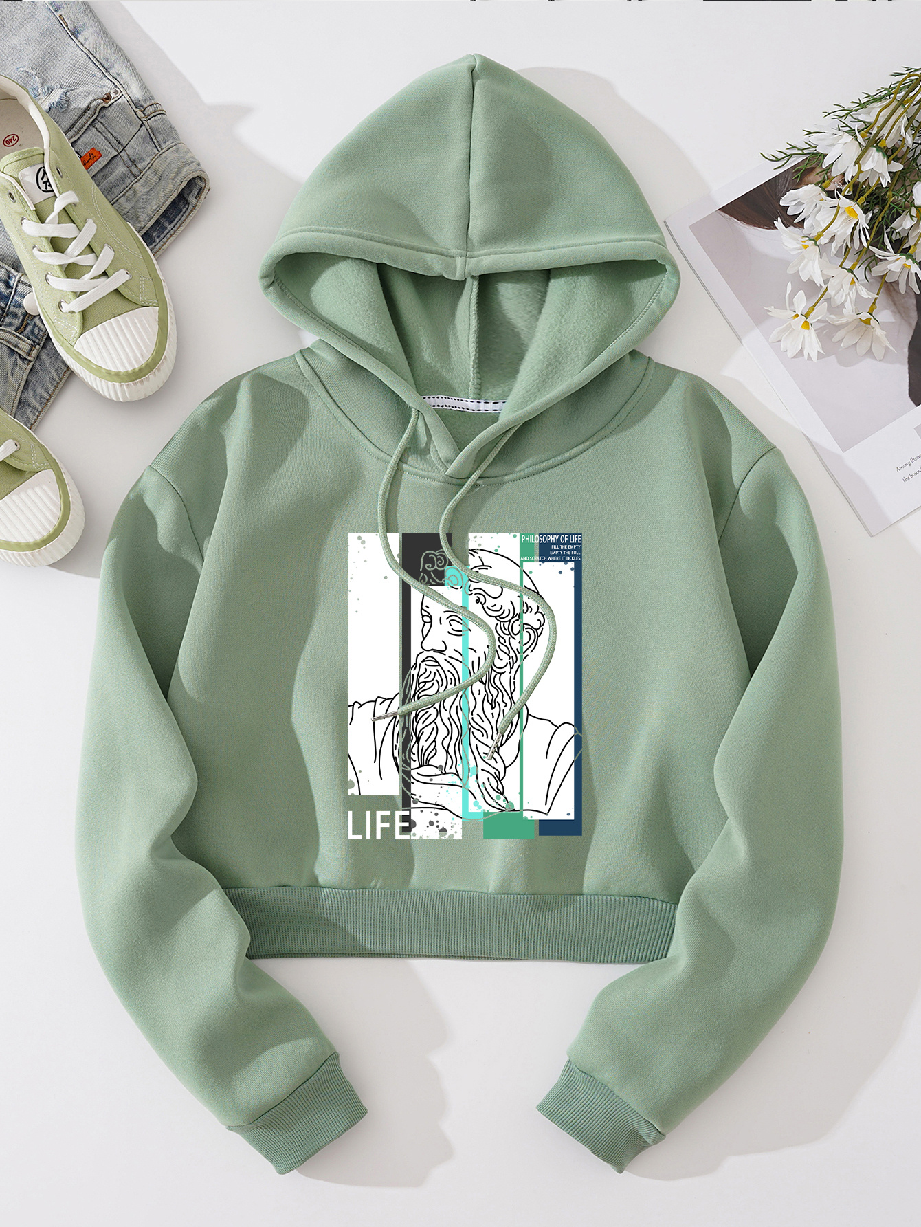 Sweat à Capuche Homme CHUNWANG - Coupe Heavyweight - Poche Dessin - Manches Longues - Coton Et Polyester Recyclé - Décontracté - 6