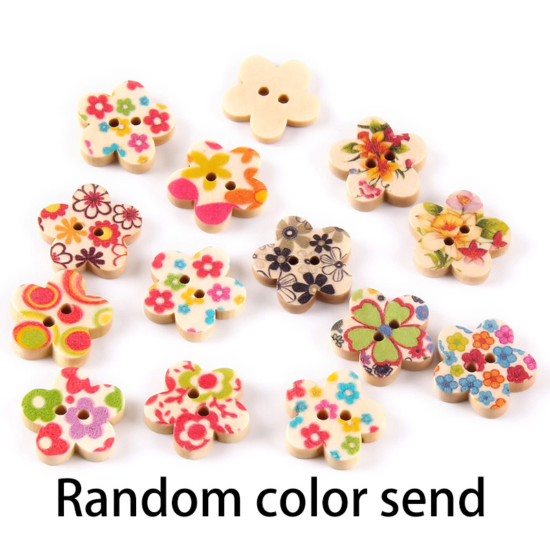 50pcs Wooden Heart Buttons With Cute Kawaii Colorful Owl Pattern, For DIY  Sewing Crafts
