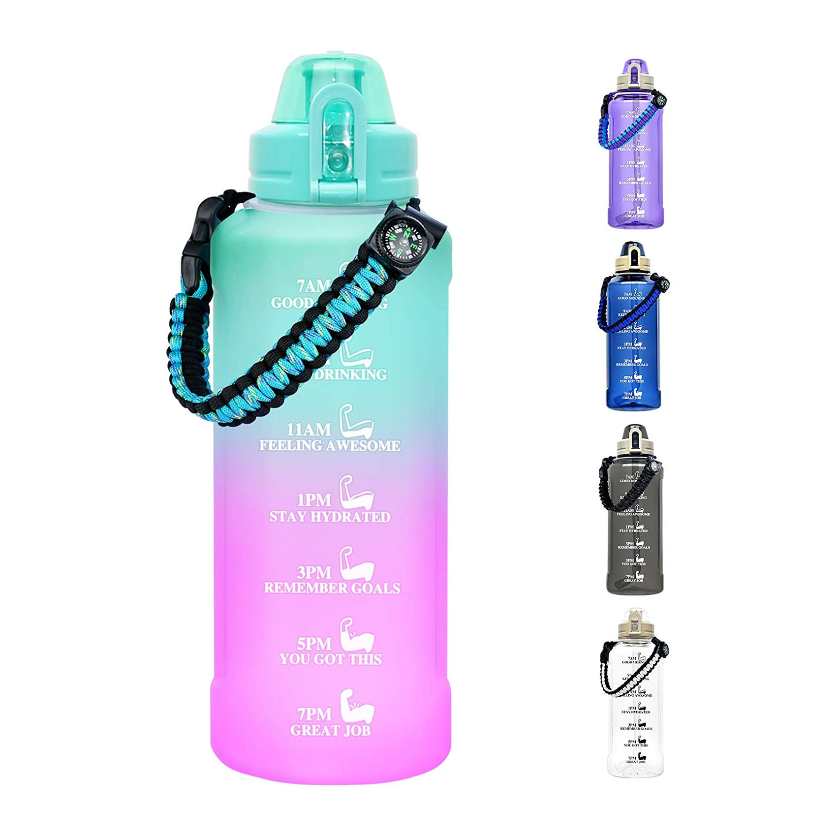 Water Bottle With Sleeve With Straw Time Marker To Drink - Temu