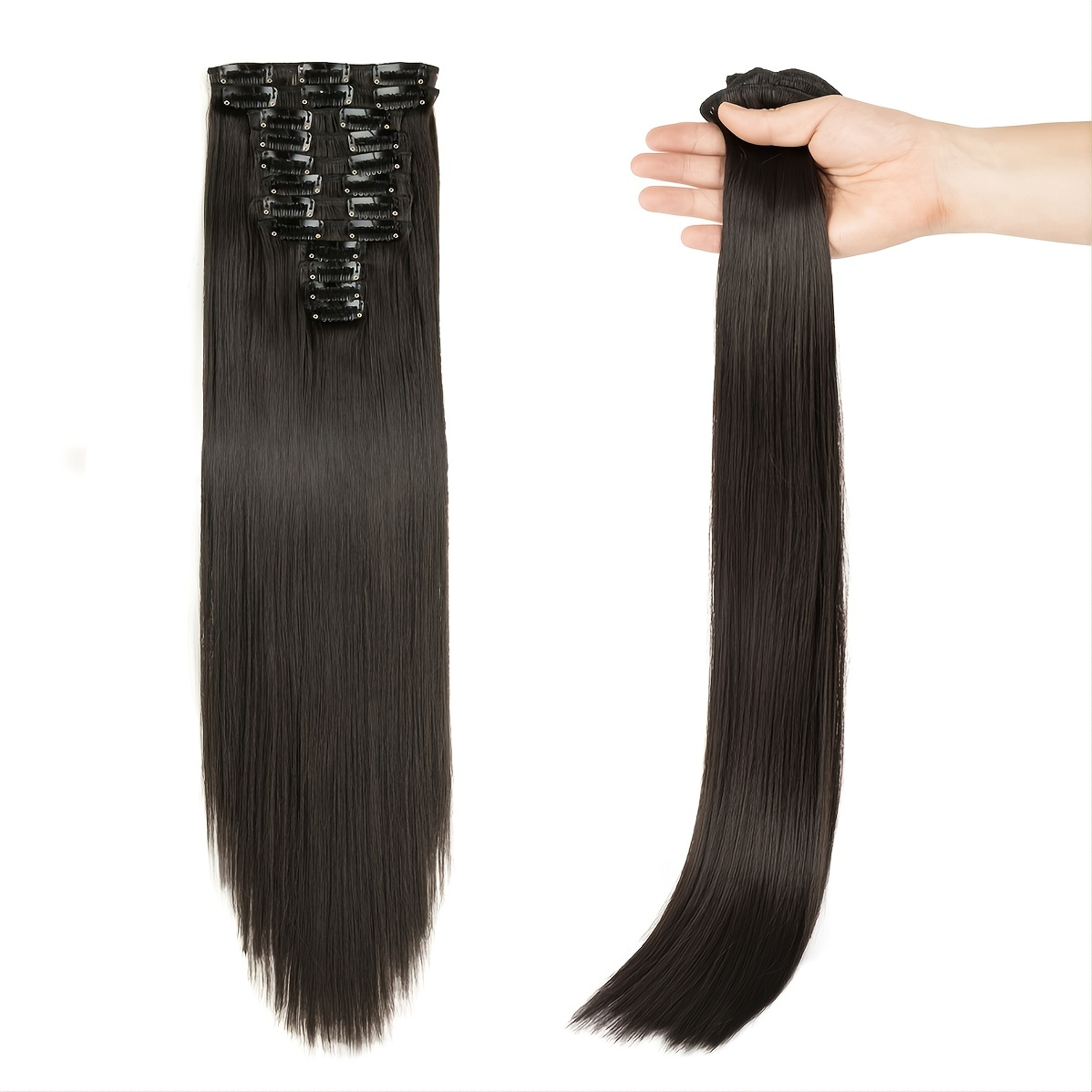 12pcs Set Long Straight Clip In Hair Extensions Natural Full Head Hair 