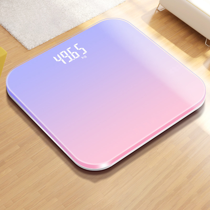 180kg Gradients Color Bathroom Scale Floor Digital Scale Body Weight Glass LED Smart Scales Electronic Balance of The Body Scale, Purple