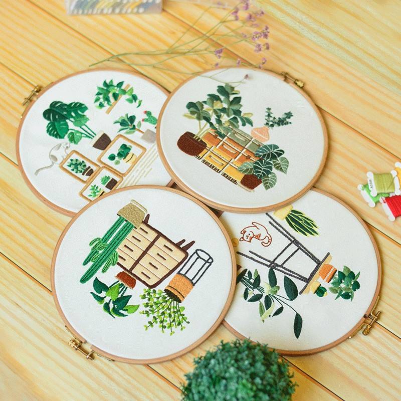 KEKEMEOW 3 Sets Embroidery Kit For Beginners, Stitches With