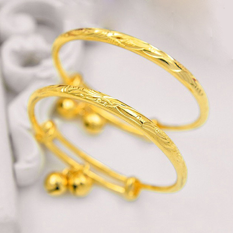 2Pcs/Set Baby Gold Plated Adjustable Bangle Bracelet Decorative Accessories for Boys and Girls Children Birthday Gift (Gift Box Not Included),Temu