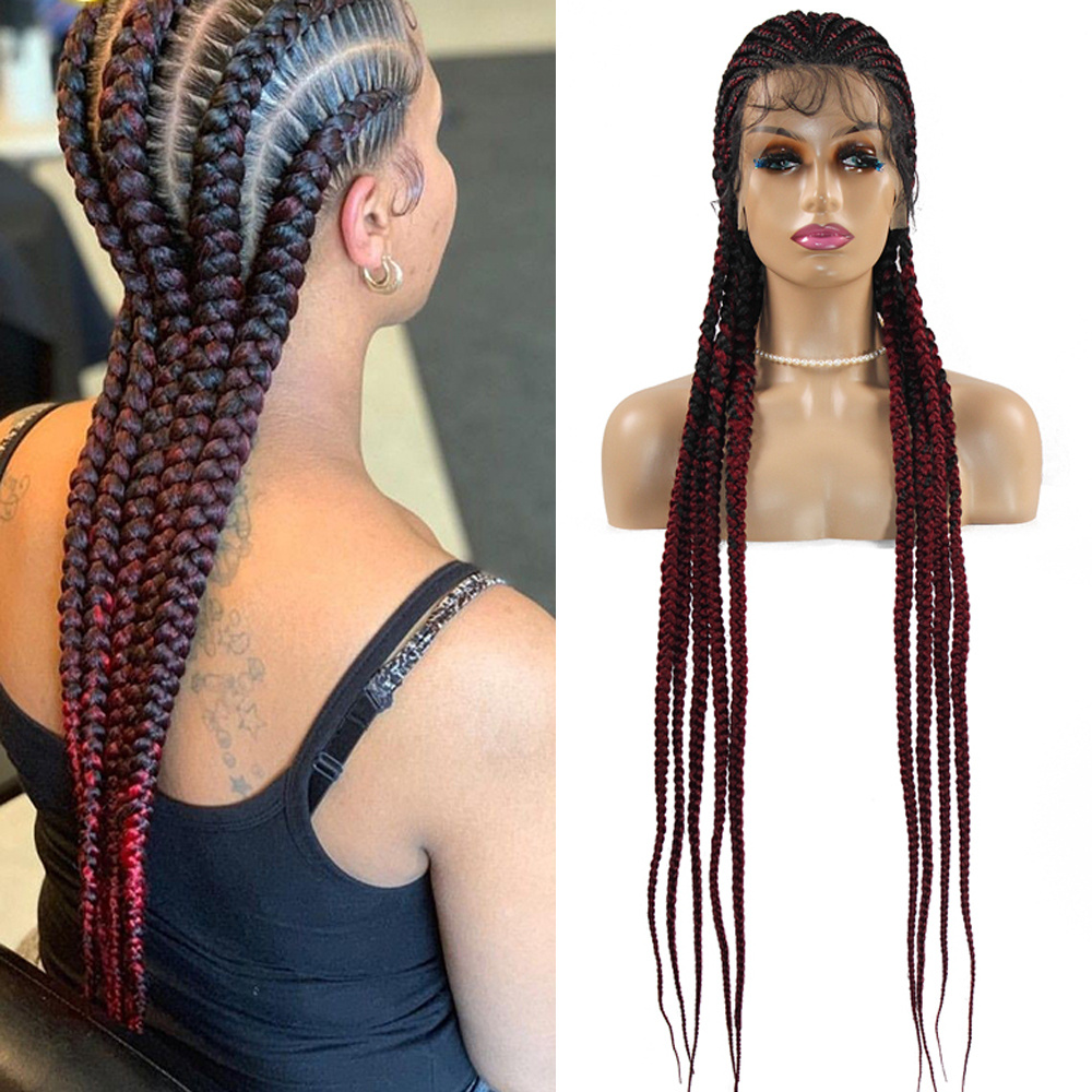 Long Ombre Green Lace Front Wig Box Braids Knotless Cornrow - Temu Republic  of Korea