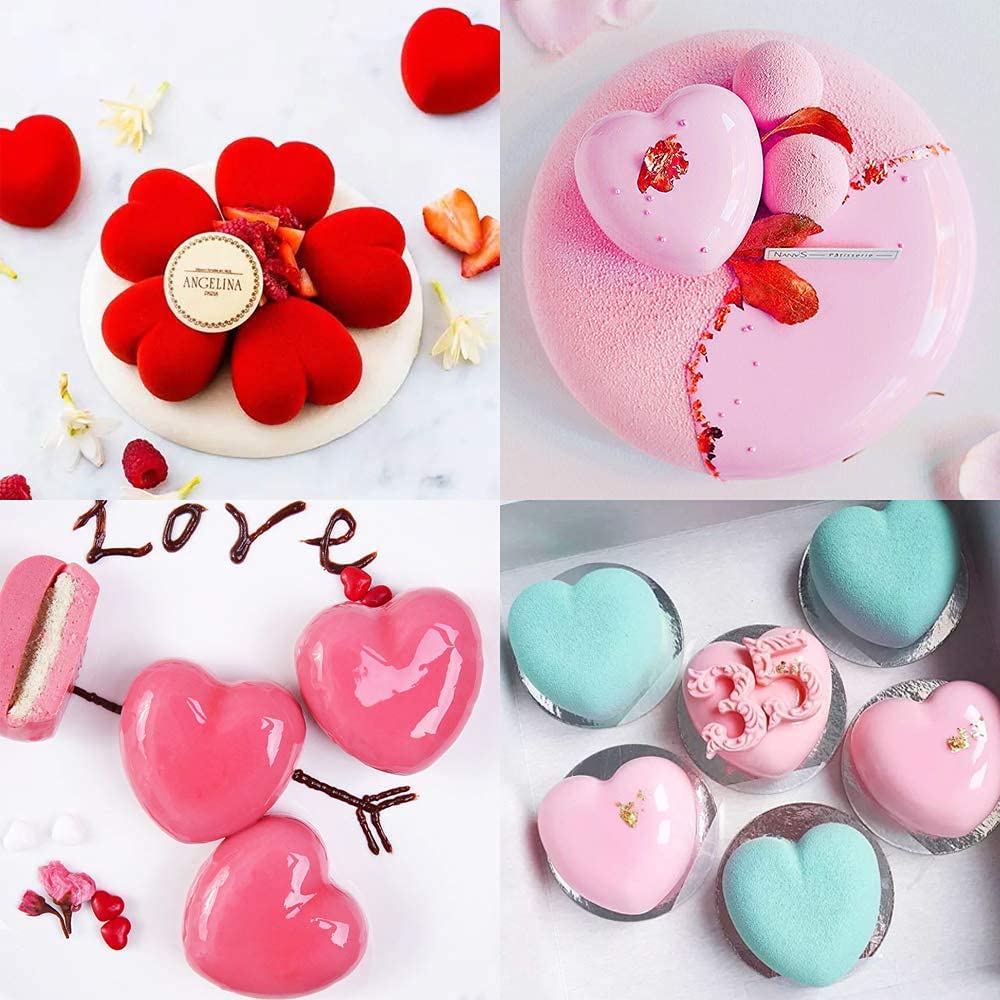  DOITOOL 2 moldes para fondant para el día de San Valentín, molde  de chocolate en forma de corazón, bandeja de silicona para tartas, dulces,  postres, para boda, día de San Valentín