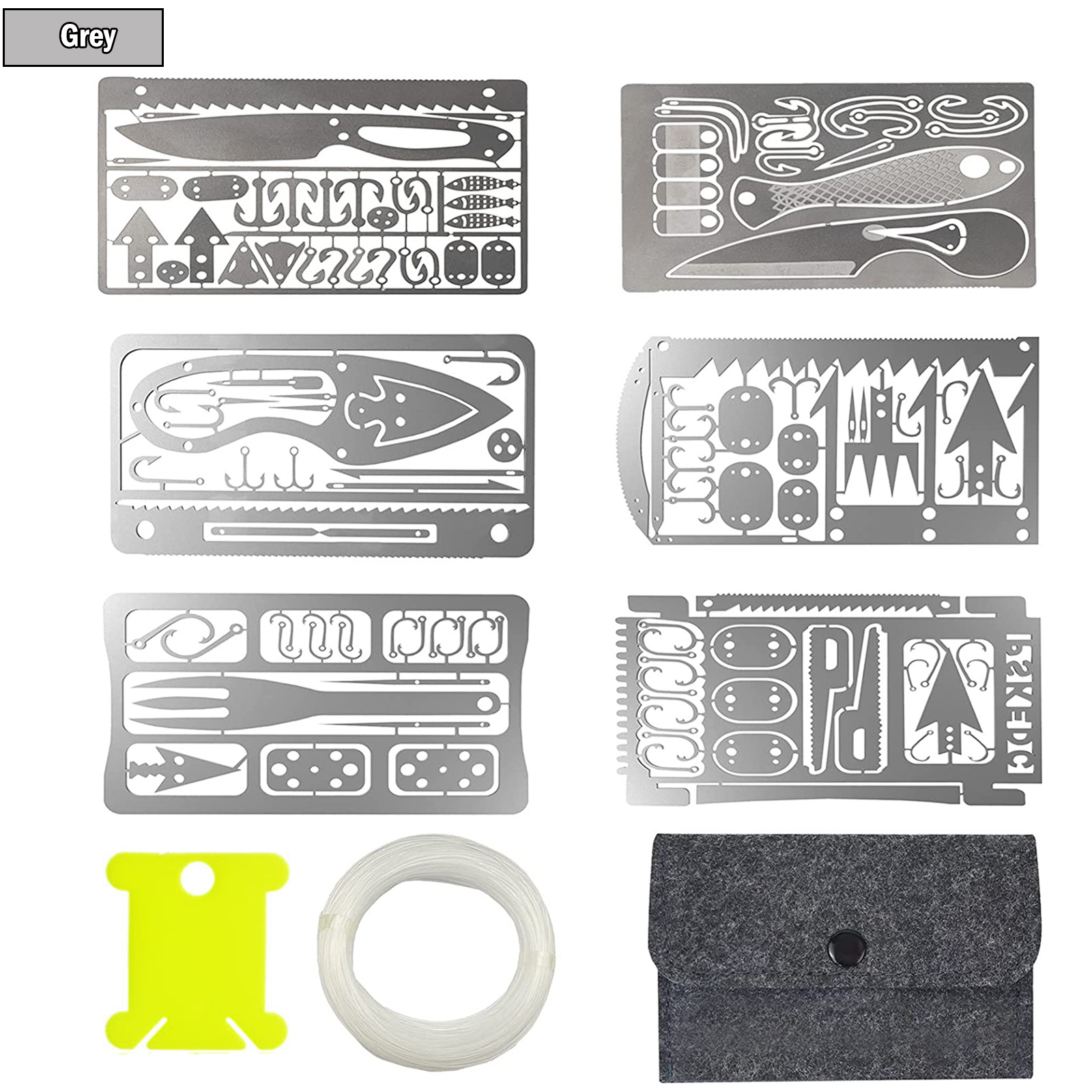 6 Piece Survival Card Multitool Edc Kit For Fishing Outdoor Hiking