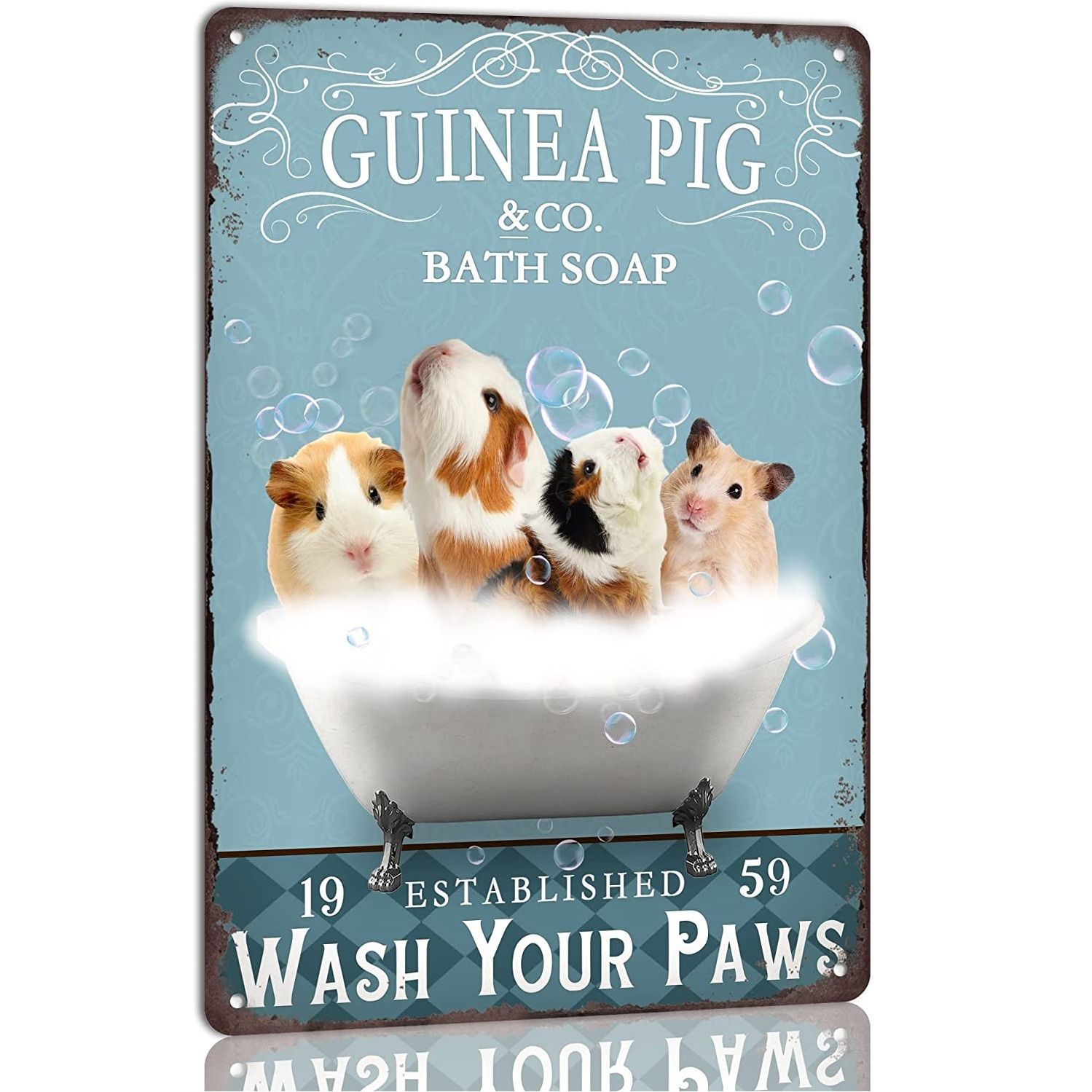 1pc Funny Guinea Pig Bathroom Decor Metal Tin Sign Decor Guinea Pig Pet