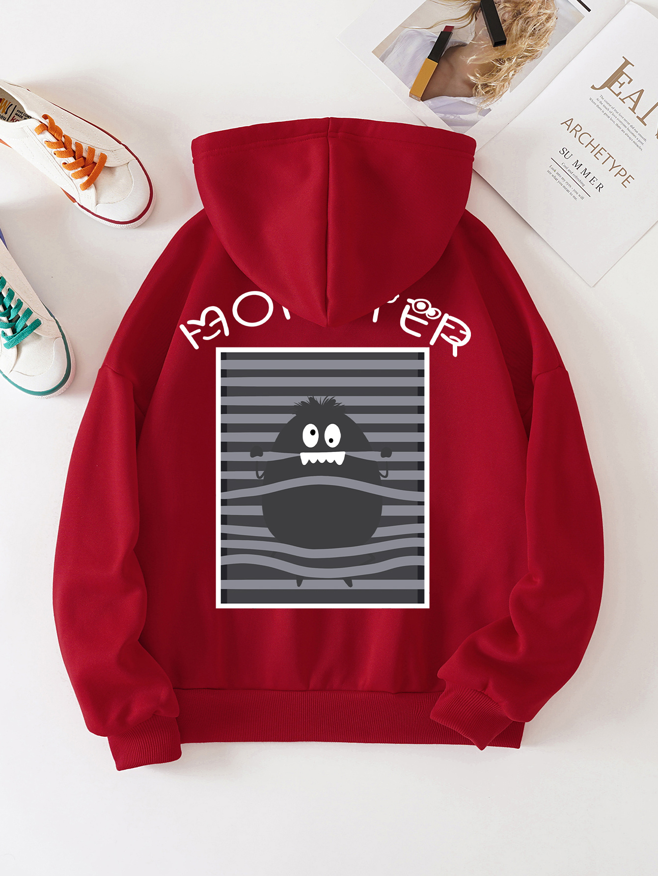 Color Block Zip Fuzzy Hoodie Casual Long Sleeve Drawstring - Portugal