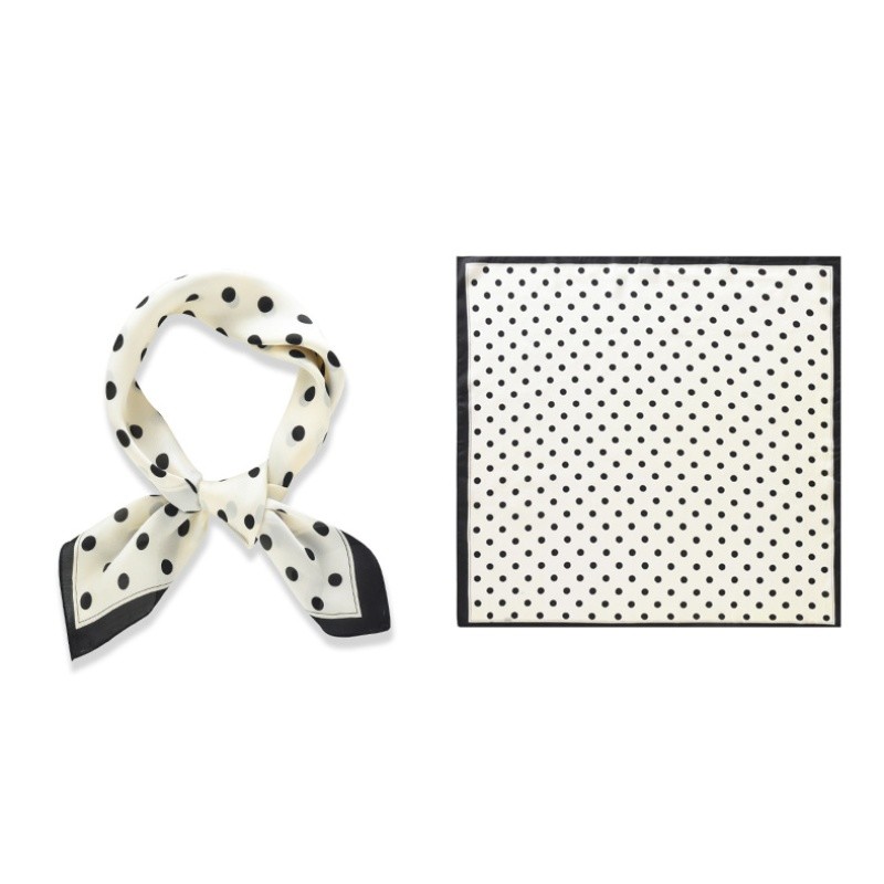 70cm Polka Dot Satin Square Scarf Solid Silk Bandana Head Wrap