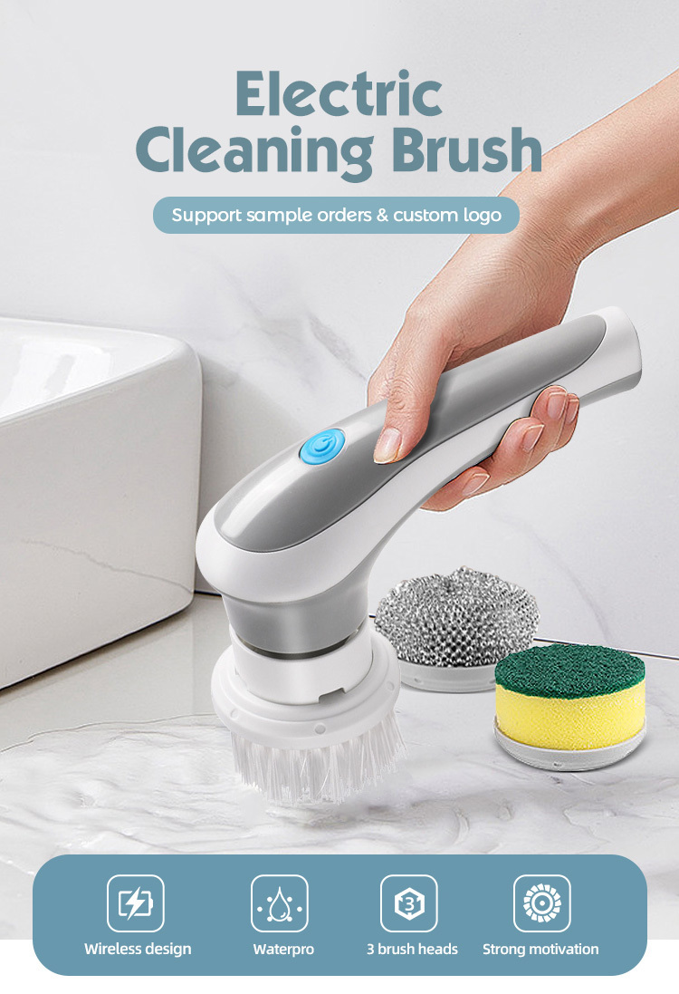 Reveal Cordless Battery Power Scrubber Gray Red Multi Purpose Scrub Brush  Clea