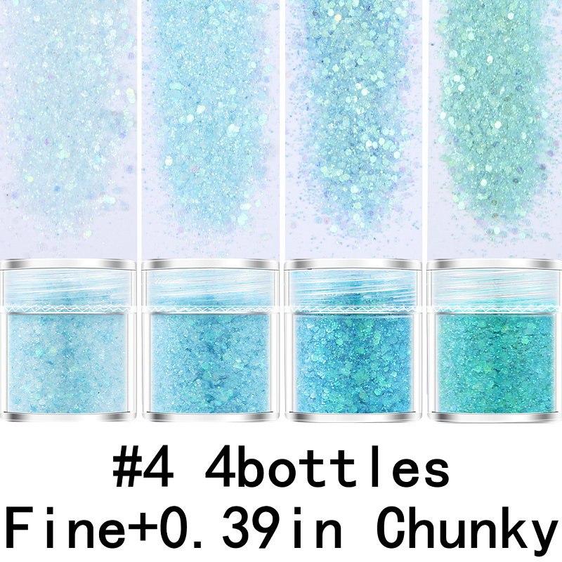 Tiny Craft Chunky Glitter .5 oz - 8pk 4 blue/purple & 4 white