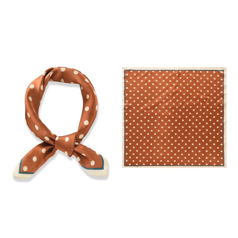 70cm Polka Dot Satin Square Scarf Solid Silk Bandana Head Wrap