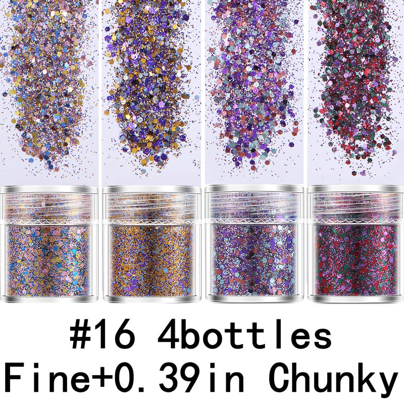 Anezus 24Pcs Chunky Glitter and Fine Glitter, Total 310g Craft Glitter for  Tumblers Nail Slime Epoxy