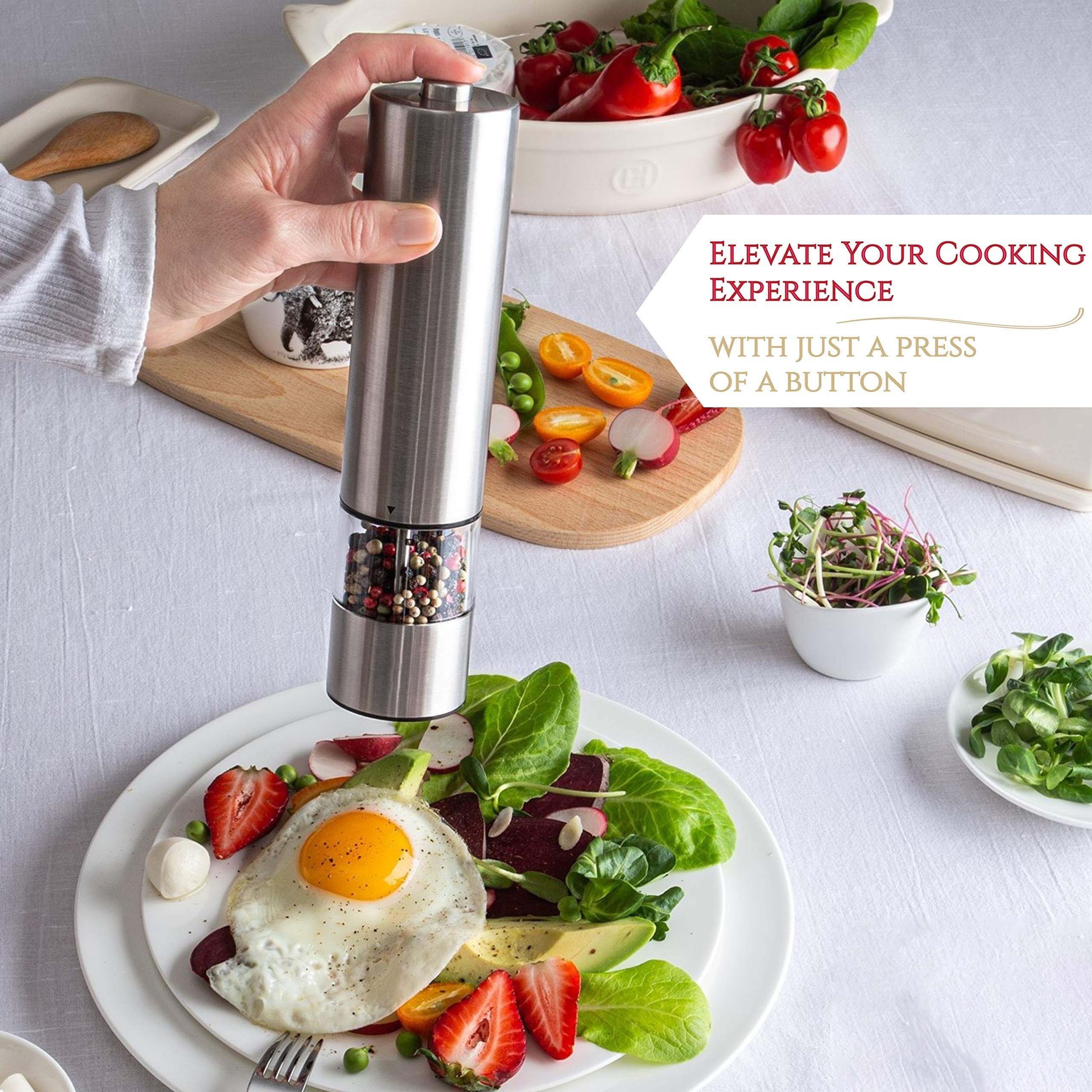Urban noon Electric Salt and Pepper Grinder Set Battery Operated Stainless  Steel
