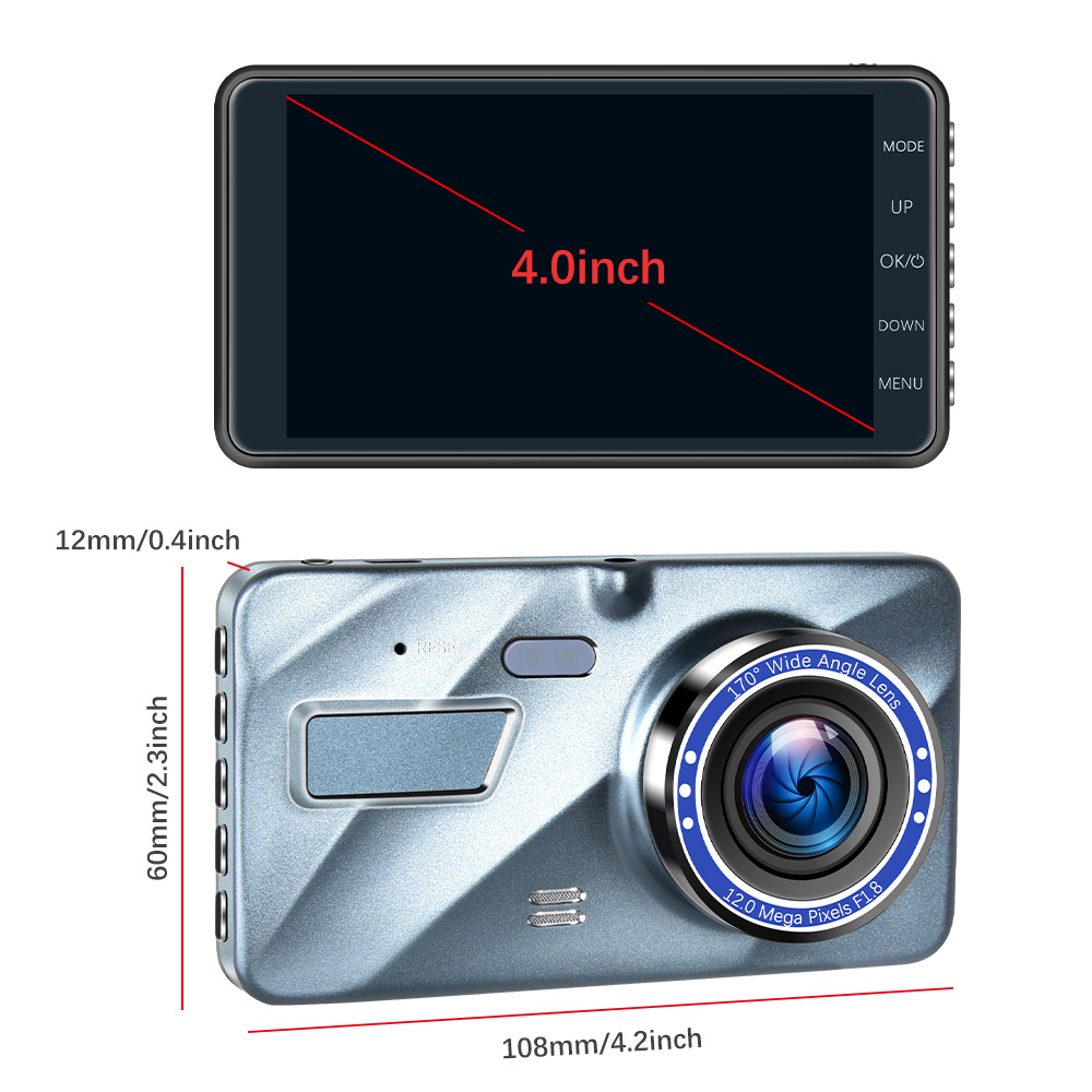 1296p 4 0in screen dash cam car dvr camera video recorder rear view dual lens hd cycle recording video mirror recorder with 32g memory card details 1