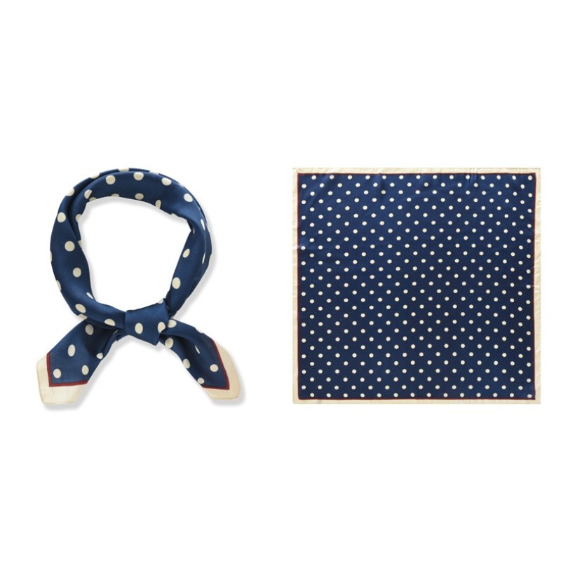 70cm Polka Dot Satin Square Scarf Solid Silk Bandana Head Wrap