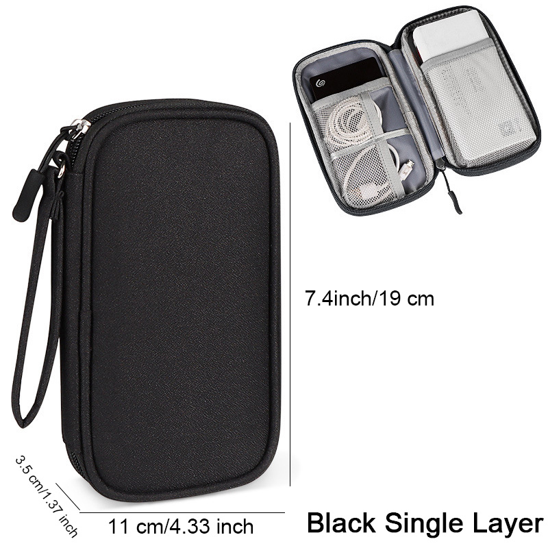 Travel Electronics Accessories Bag Leather Cable Organizer 