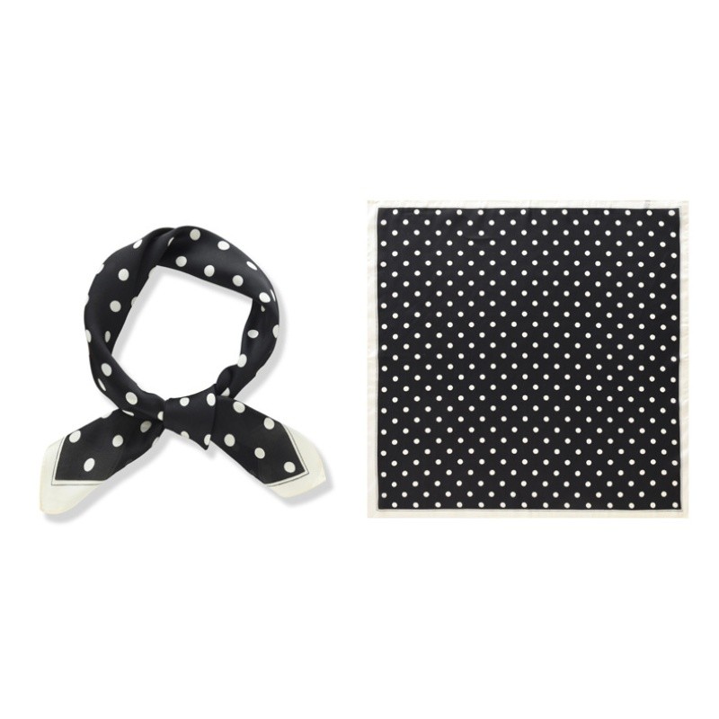 70cm Polka Dot Satin Square Scarf Solid Silk Bandana Head Wrap